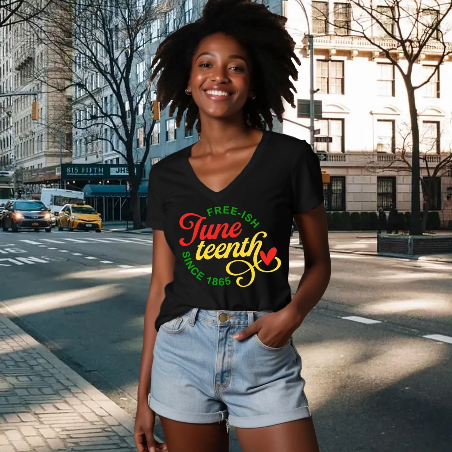 Juneteenth Shirts Women Black Pride V-Neck Tshirt 1865 African American Freedom Tee Tops
