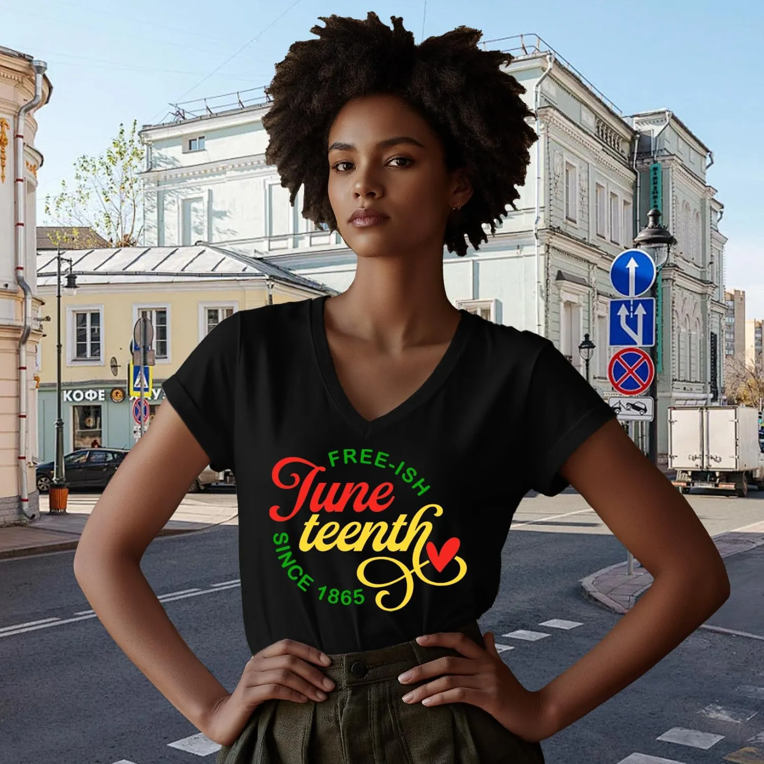 Juneteenth Shirts Women Black Pride V-Neck Tshirt 1865 African American Freedom Tee Tops