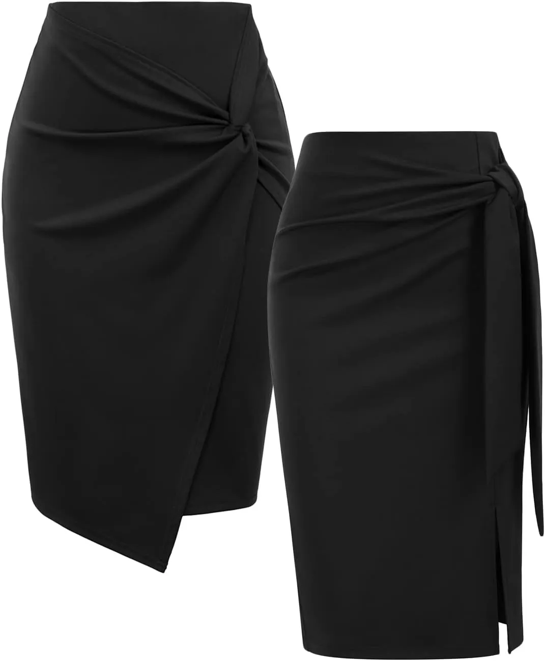 Kate Kasin 2 Piece Pencil Skirts for Women High Waist Business Skirt Black Small