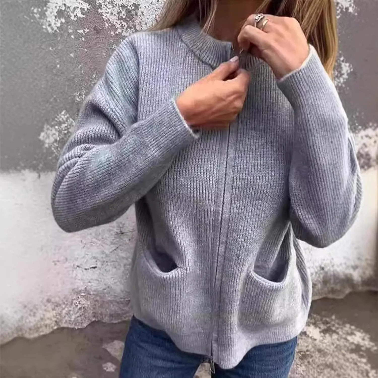 Knitted Coat,Women Knitted Crop Cardigan, Women's 2024 Fall Long Sleeve Crewneck Cropped Cardigan Sweaters