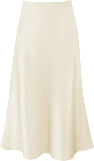 Komorebi Satin Skirt for Women High Waist Midi Skirt Elegant Silk Skirts Summer Casual Flared A Line Skirts