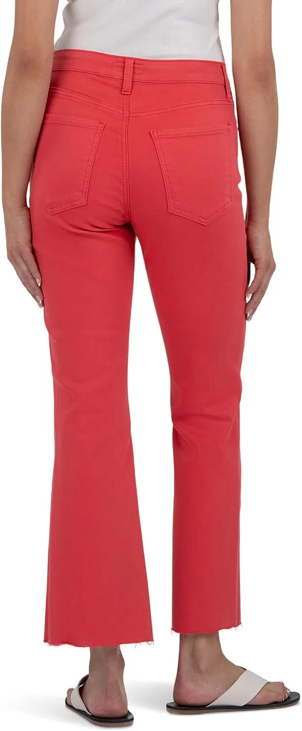 KUT from the Kloth Kelsey High-Rise Fab AB Ankle Flare with Raw Hem