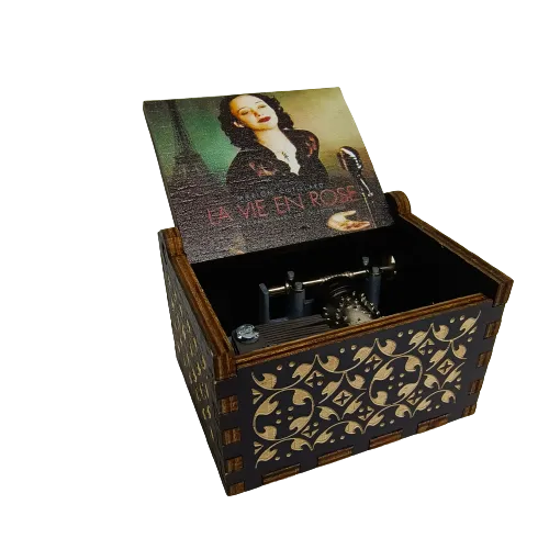 La Vie En Rose Wooden Handcrafted Vintage Music Box (Black)  🎶