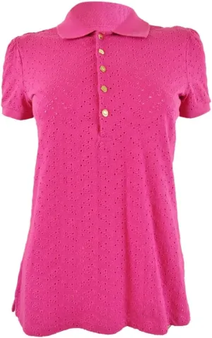 Lauren Ralph Lauren Women's Embroidered Polo Shirt (XXL, Pink)