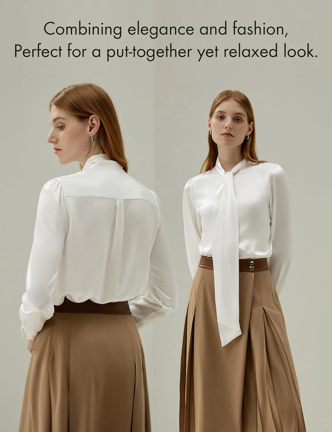 LilySilk Bow-tie Neck Silk Blouse for Women Long Sleeve Ladies Tops Buttons VintageReal Silk Shirts