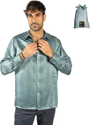 Luxury Artisan Silk Shirt for Men, Washable Pure Natural Silk 27 Mm Long Sleeves