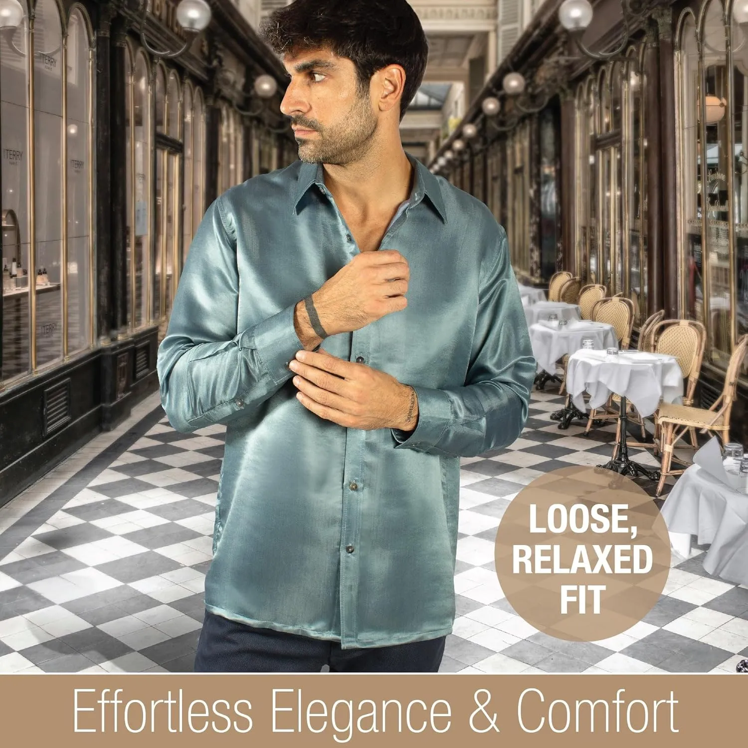 Luxury Artisan Silk Shirt for Men, Washable Pure Natural Silk 27 Mm Long Sleeves