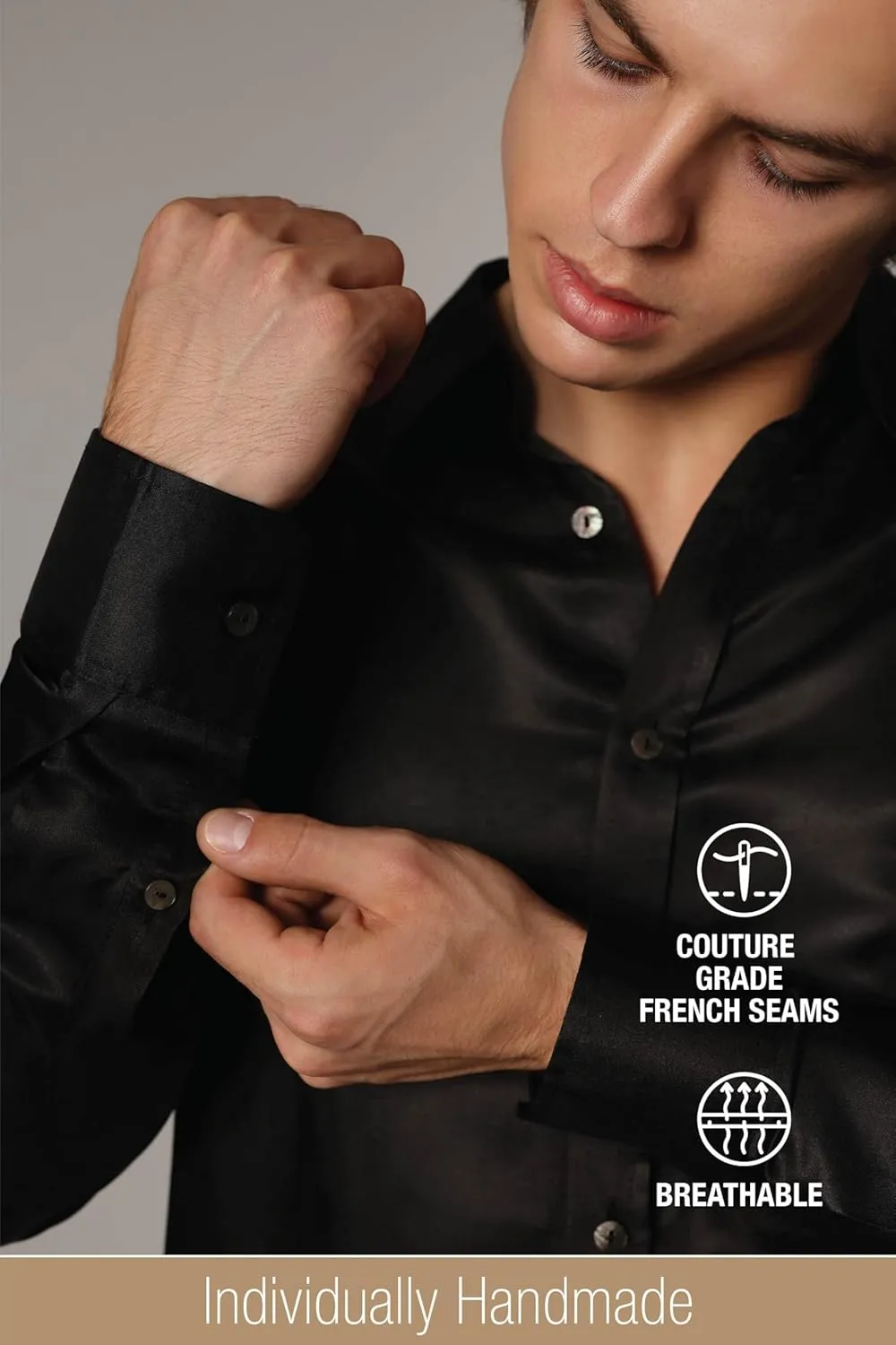 Luxury Artisan Silk Shirt for Men, Washable Pure Natural Silk 27 Mm Long Sleeves