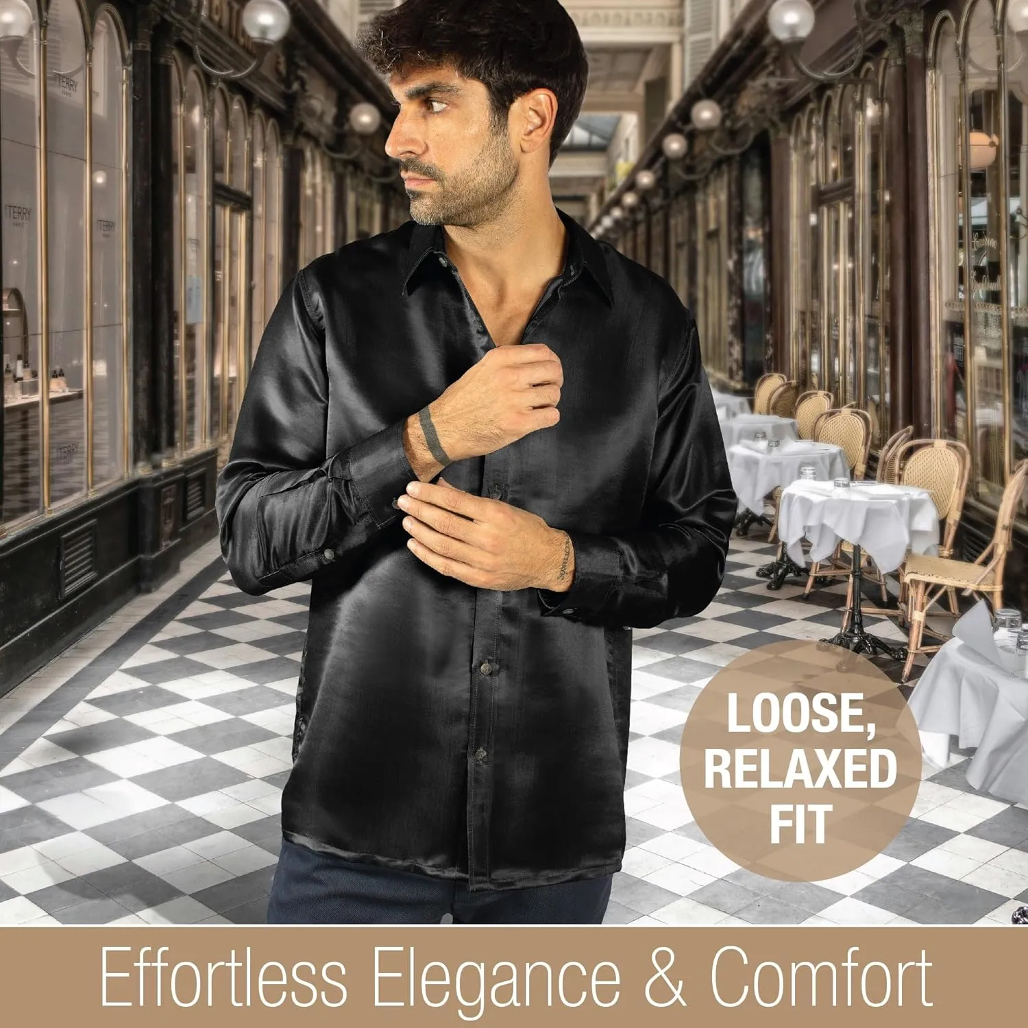 Luxury Artisan Silk Shirt for Men, Washable Pure Natural Silk 27 Mm Long Sleeves