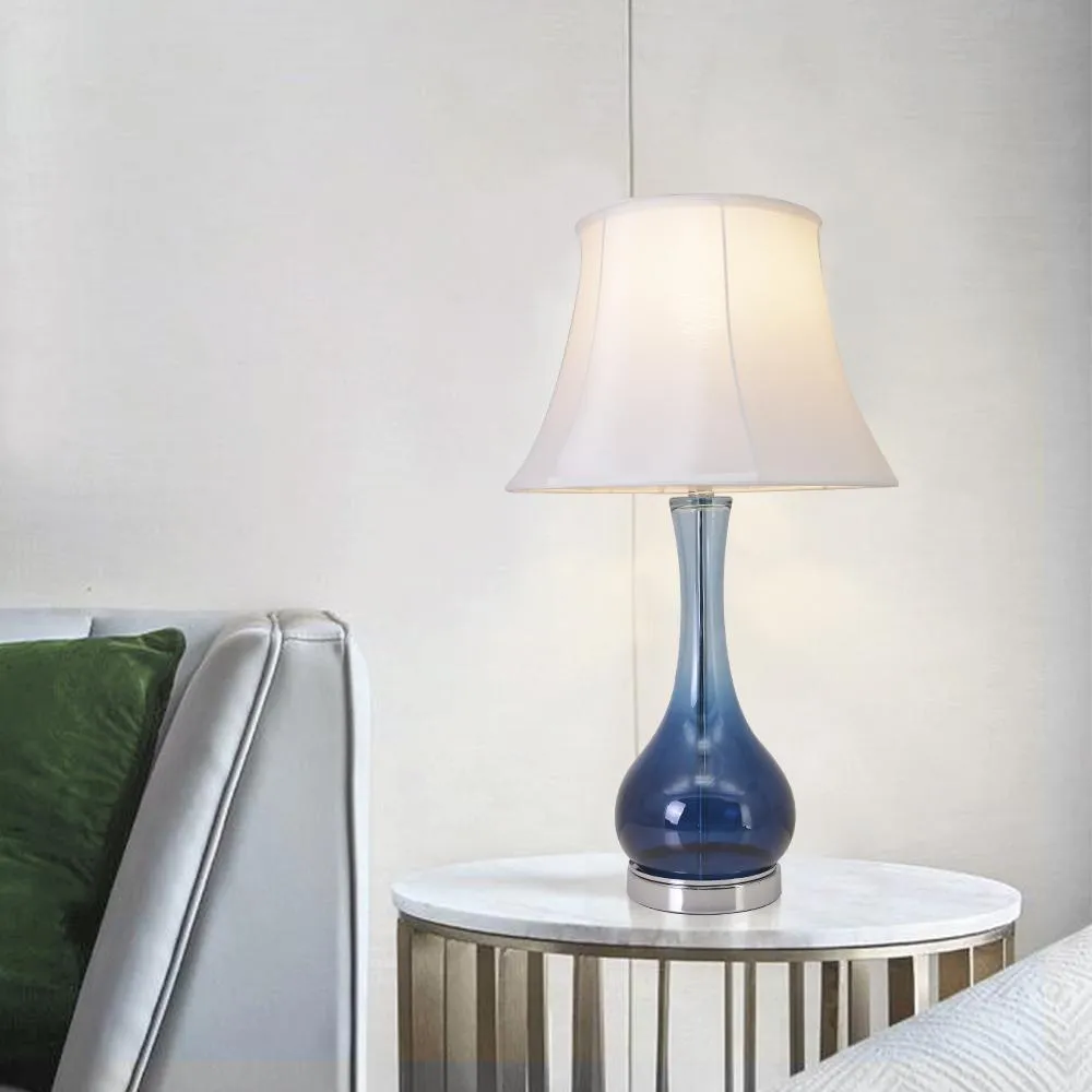 Melati Blue Ombre Glass Table Lamp 28" - Blue/White (Set of 2)