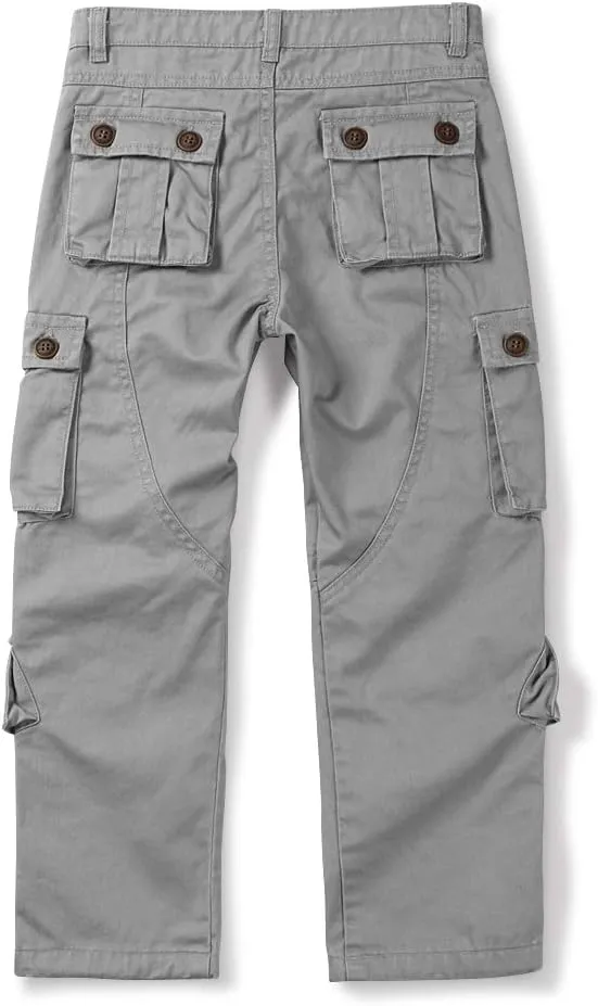 Mesinsefra Boys' Military Cargo Pants,Kids Cotton Multi Pocket Casual Outdoor Trousers
