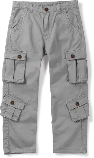Mesinsefra Boys' Military Cargo Pants,Kids Cotton Multi Pocket Casual Outdoor Trousers