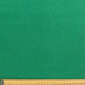 Metallic Gold Foil Dots on Green Christmas Cotton Prints