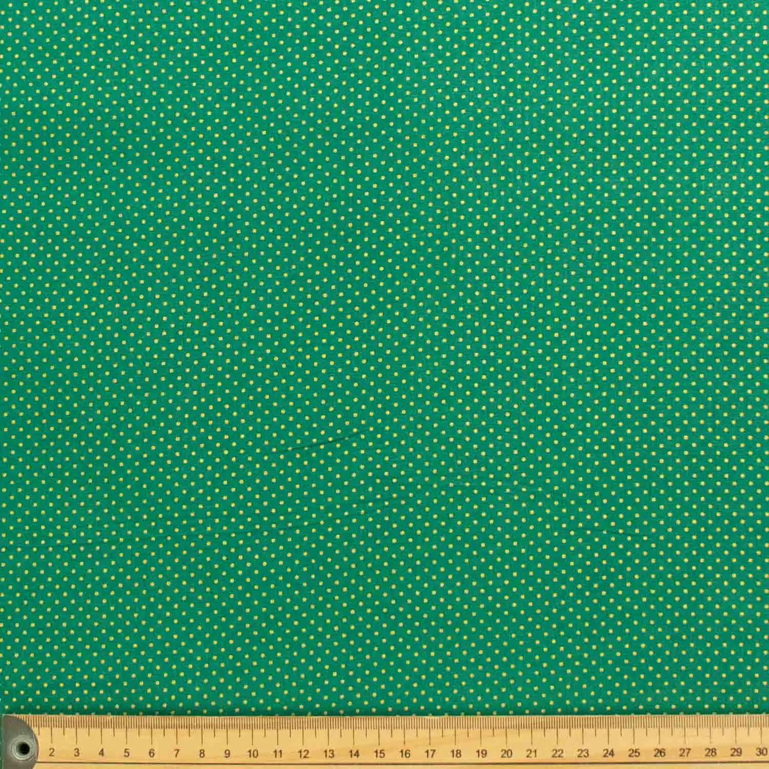 Metallic Gold Foil Dots on Green Christmas Cotton Prints