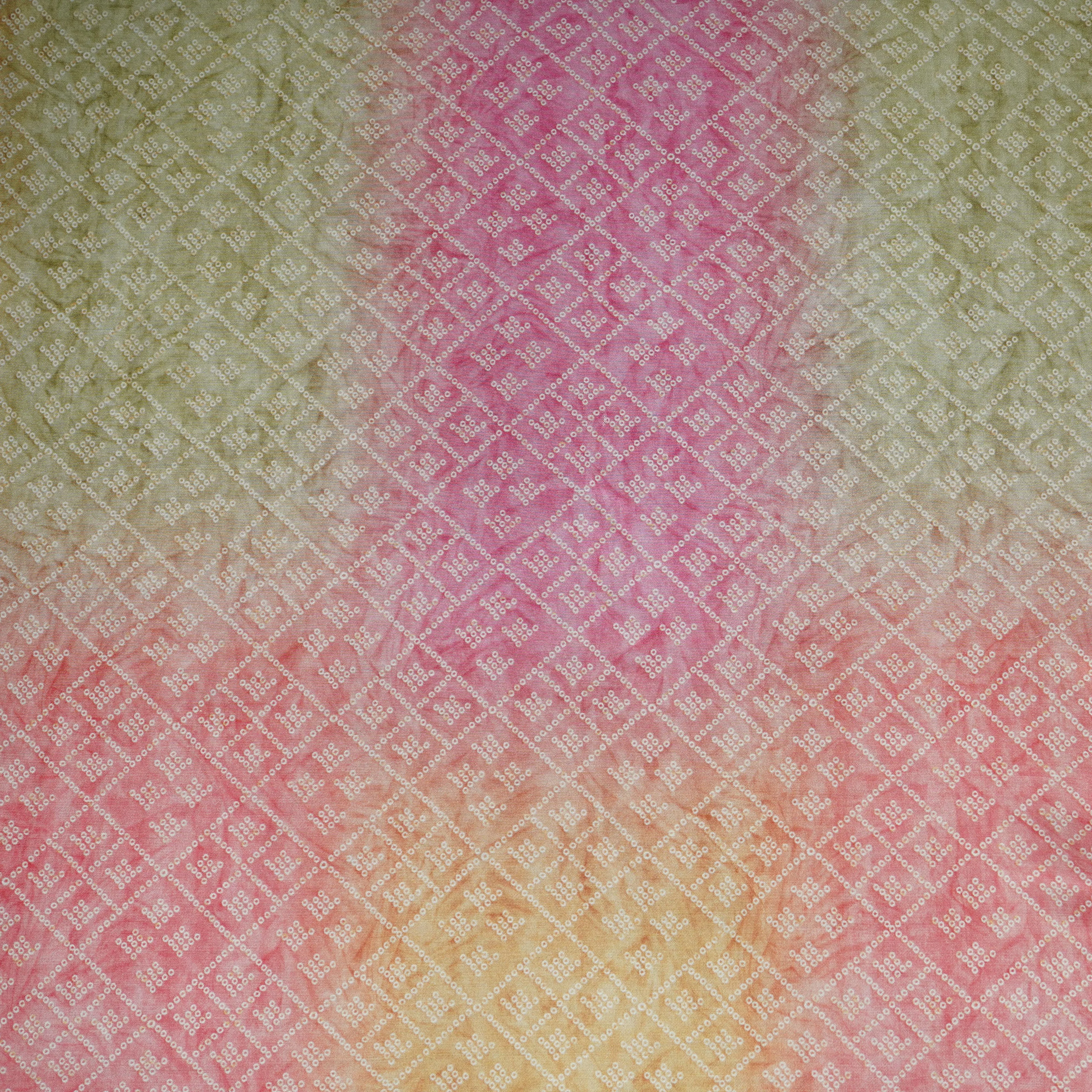 Multicolor Bandhani Print Gaji Silk Fabric 17532