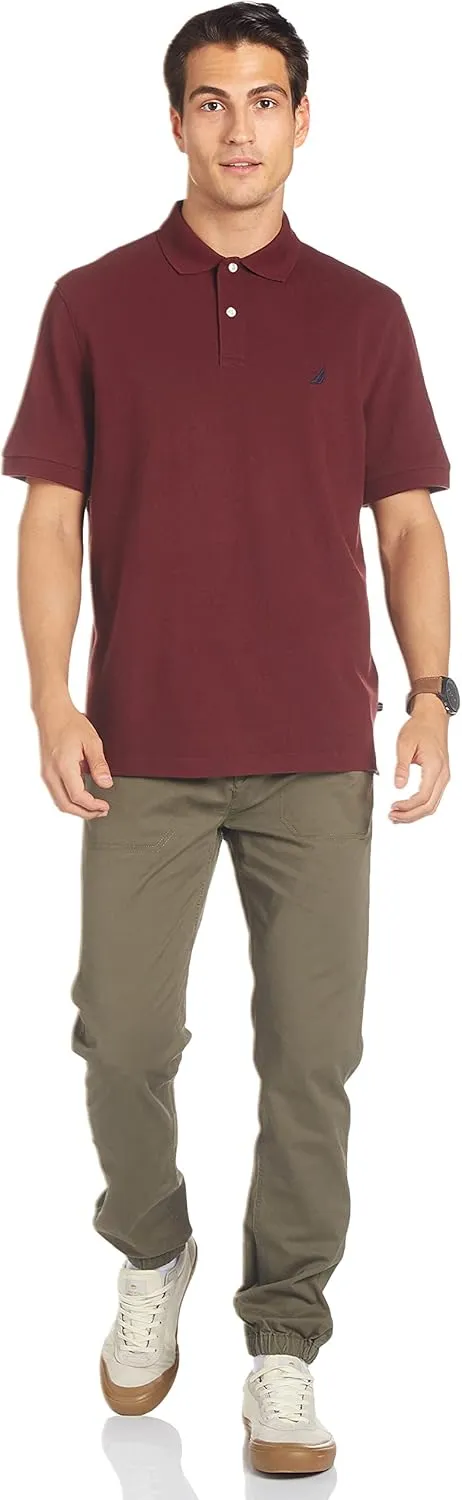 Nautica Men's Short Sleeve Solid Cotton Pique Polo Shirt