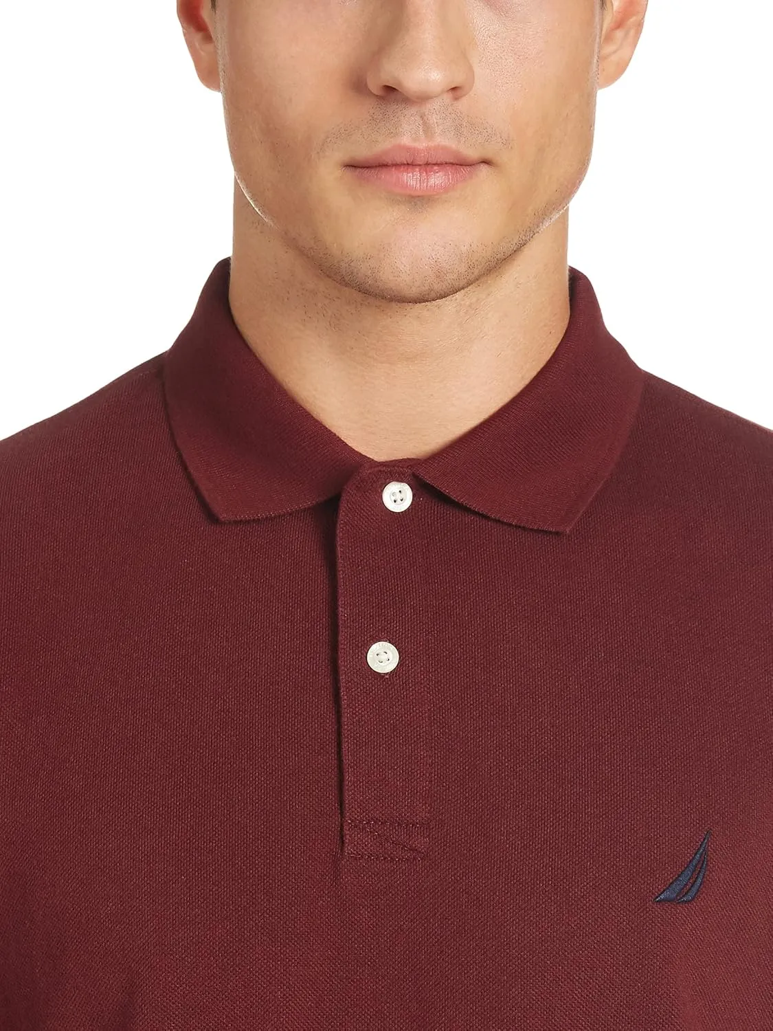 Nautica Men's Short Sleeve Solid Cotton Pique Polo Shirt