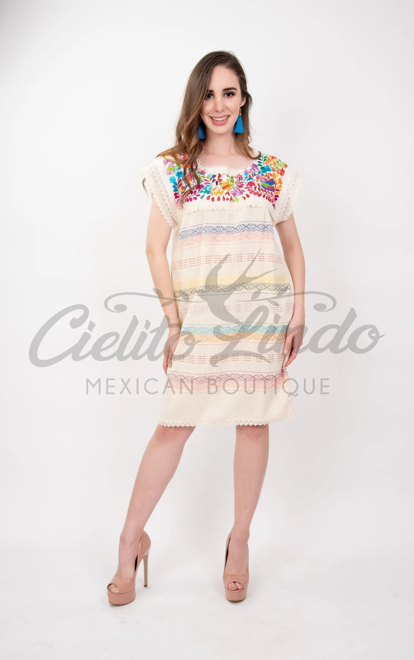 Oaxaca White Loomed Dress