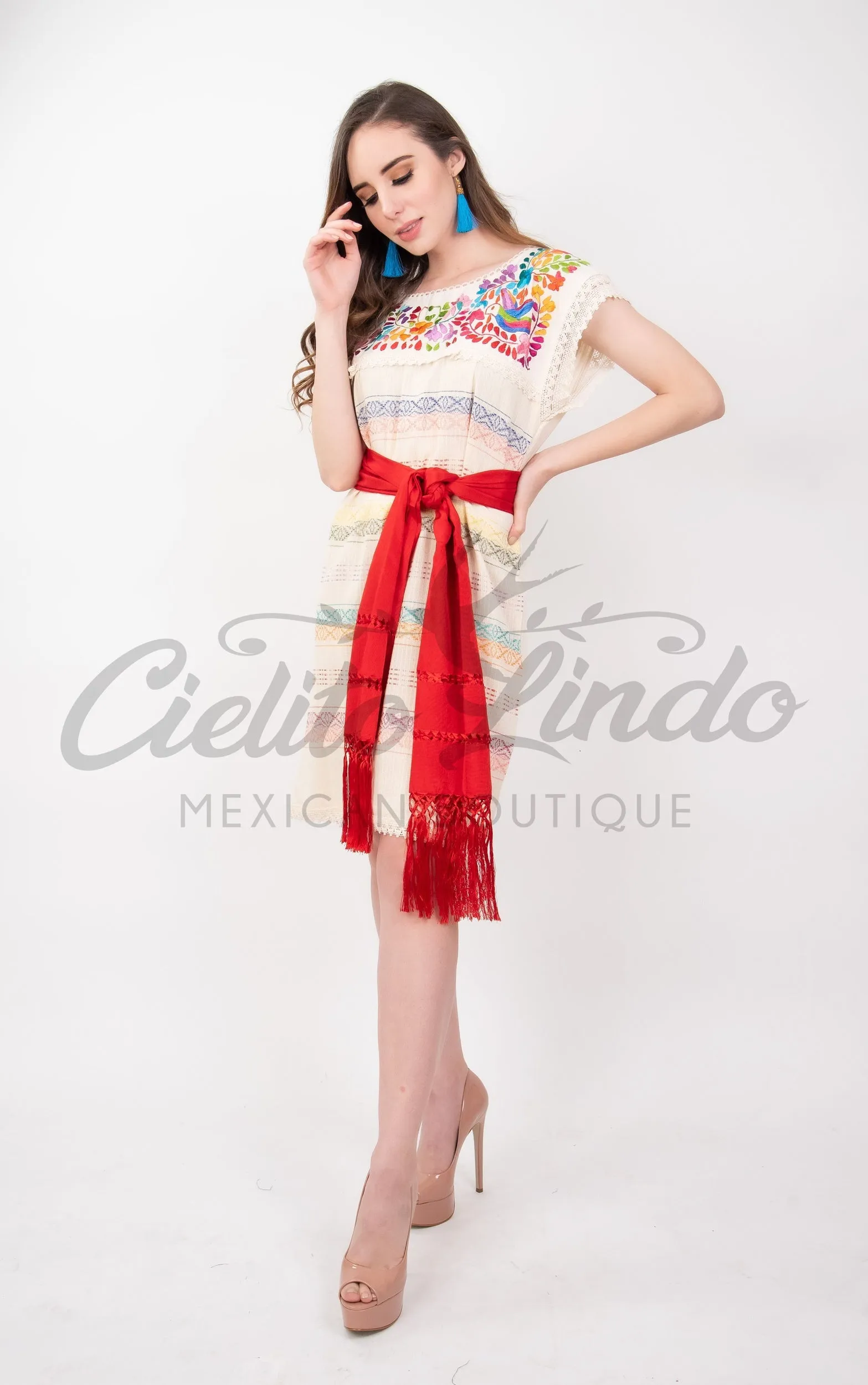 Oaxaca White Loomed Dress