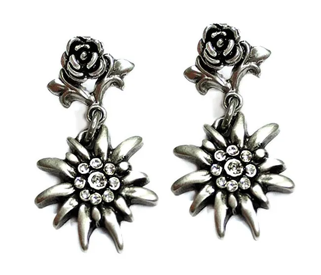 Pewter Edelweiss Earrings