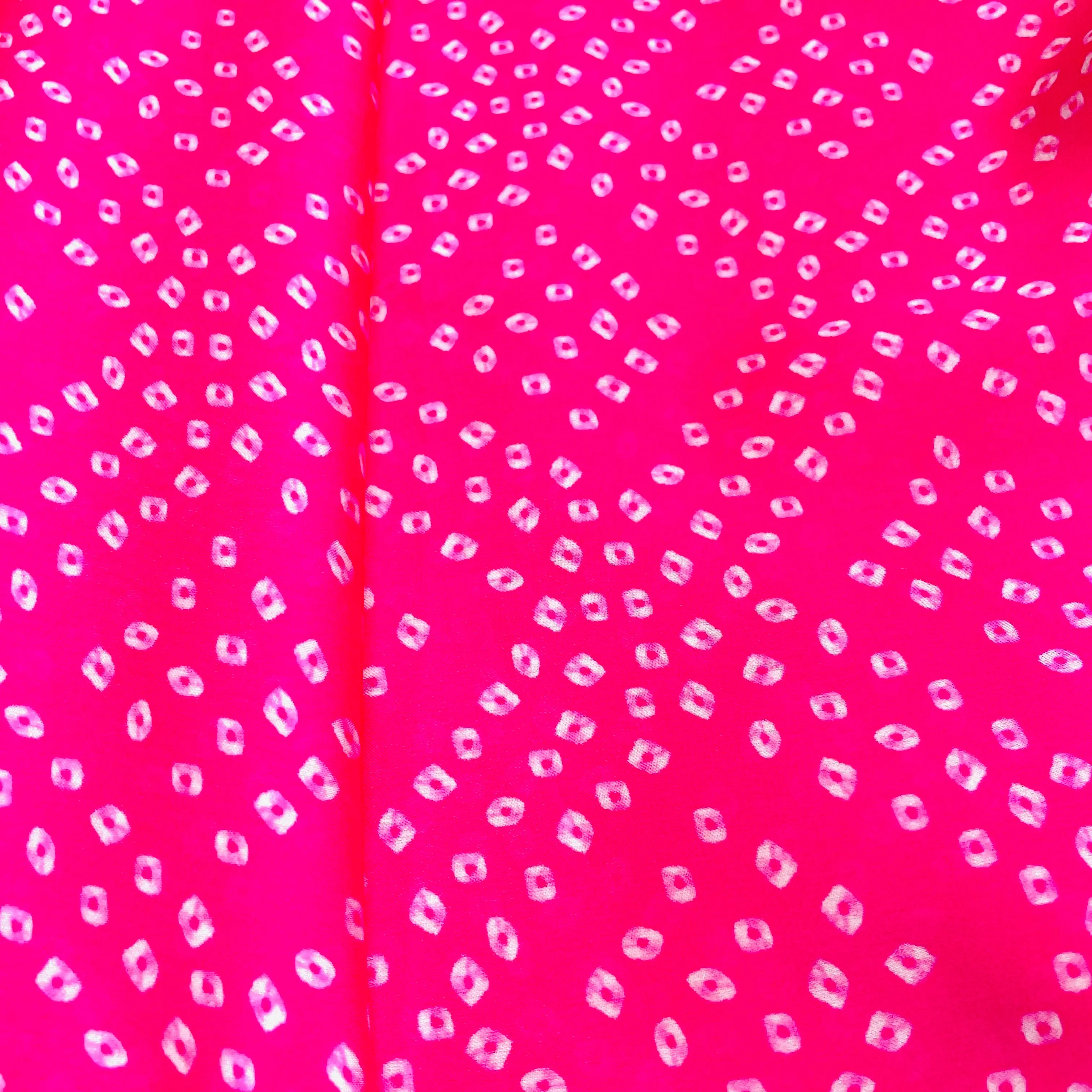Pink Bandhani Print Georgette Satin Fabric