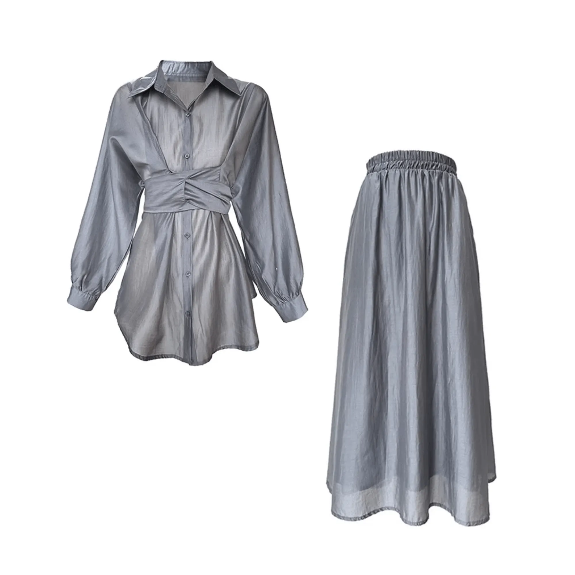 Pre Order:  Back Knot Top   Mid-Calf Skirt Set
