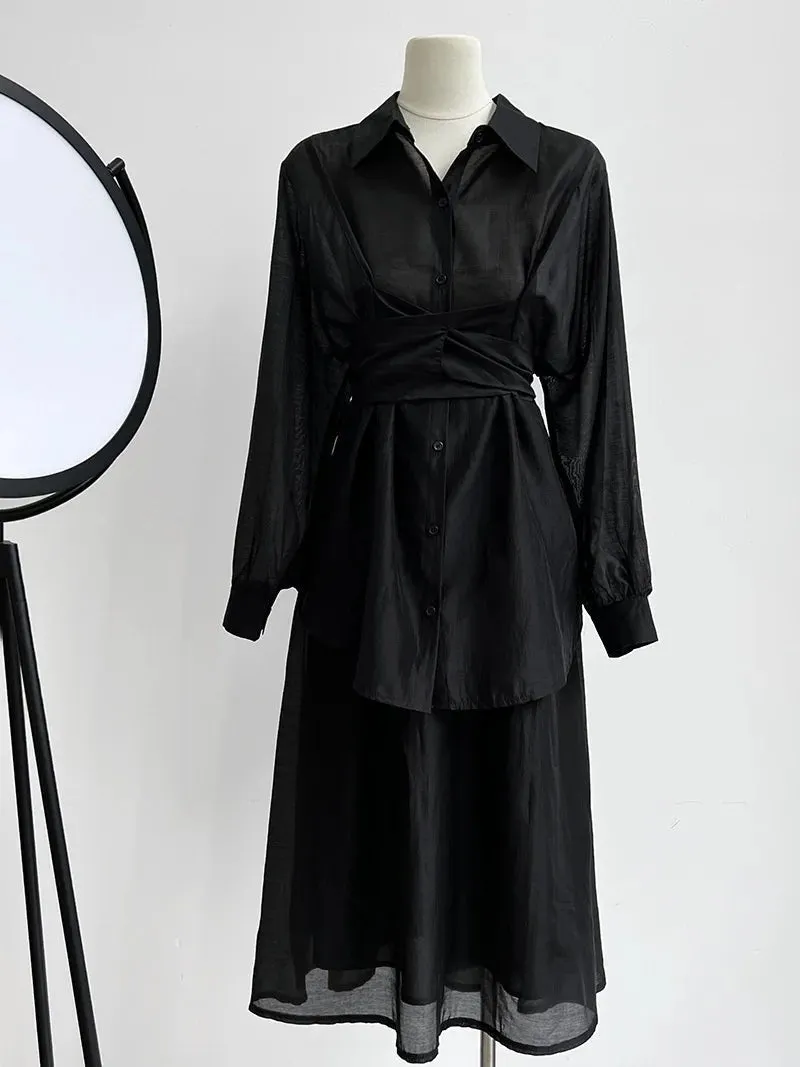 Pre Order:  Back Knot Top   Mid-Calf Skirt Set
