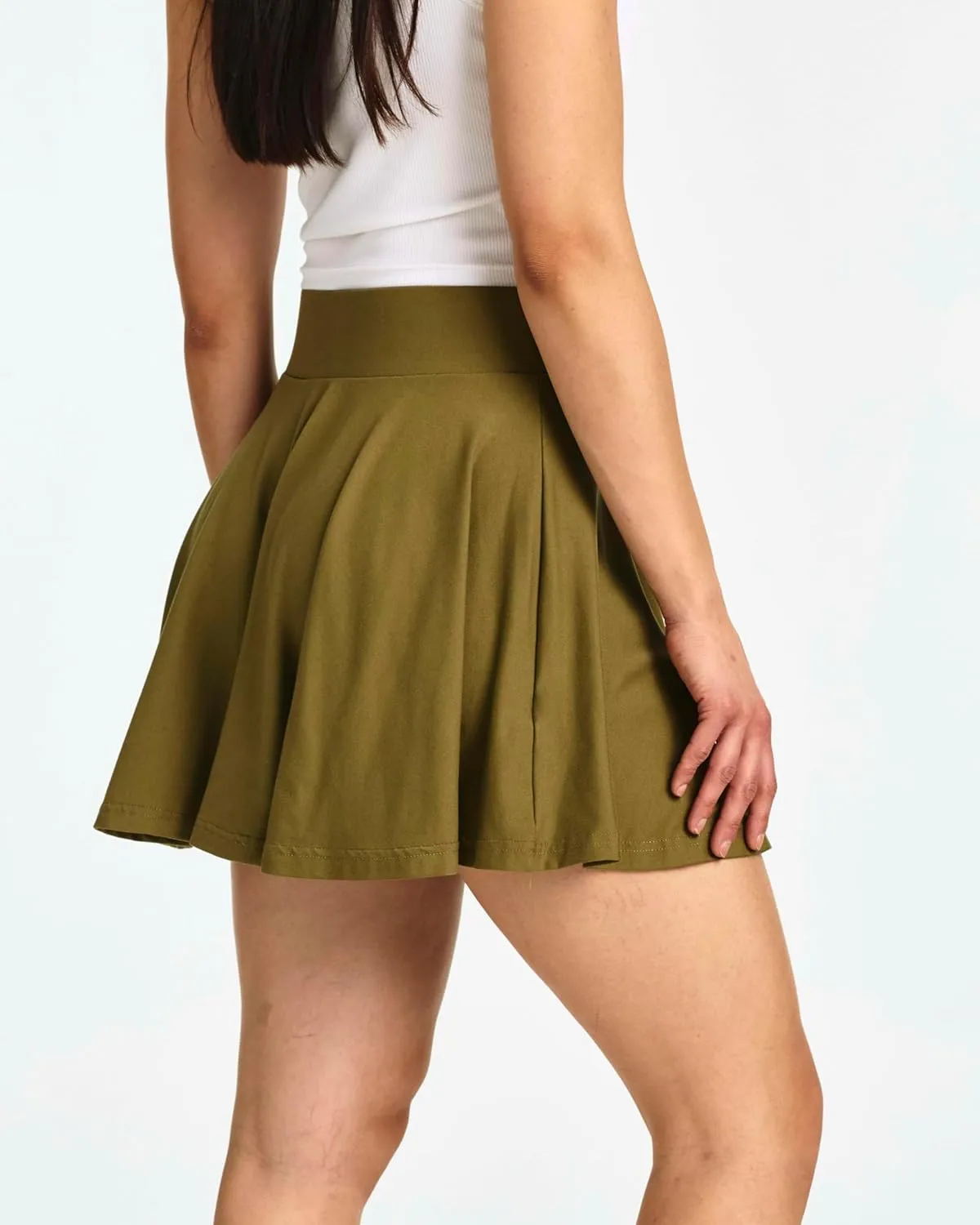 Real Essentials 4 Pack: Women's Basic Casual Stretchy Mini Skirt - Skater A-Line Flowy Flared (Available in Plus Size)