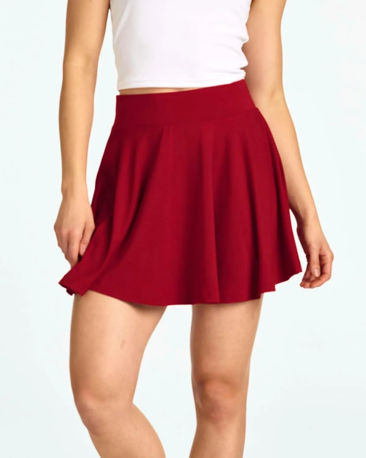 Real Essentials 4 Pack: Women's Basic Casual Stretchy Mini Skirt - Skater A-Line Flowy Flared (Available in Plus Size)