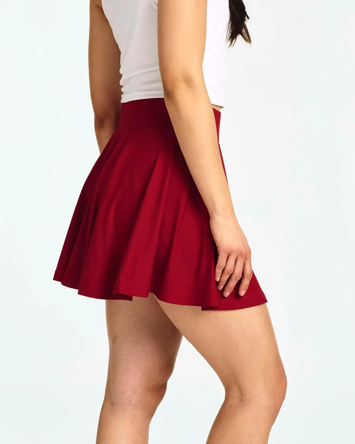Real Essentials 4 Pack: Women's Basic Casual Stretchy Mini Skirt - Skater A-Line Flowy Flared (Available in Plus Size)