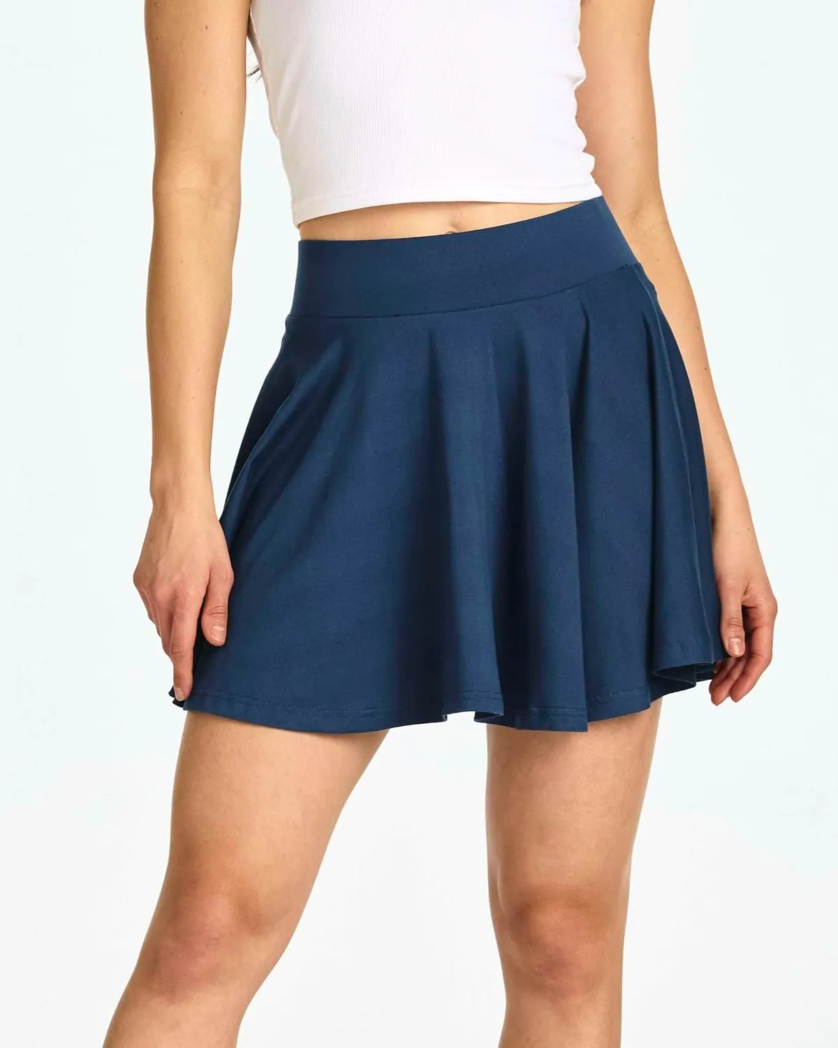 Real Essentials 4 Pack: Women's Basic Casual Stretchy Mini Skirt - Skater A-Line Flowy Flared (Available in Plus Size)