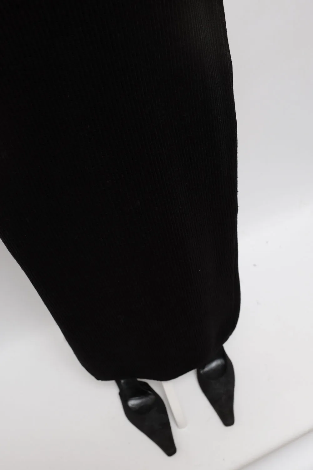 RIB KNIT BLACK LONG VINTAGE SKIRT