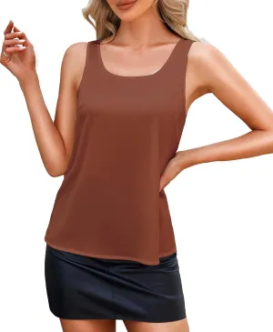 Silk Camisole Tops for Women - Satin Scoop Neck Tank Summer Shirts Sleeveless Basic Blouse Dressy Casual