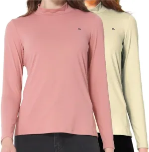SSLR Mock Turtleneck for Women Mock Neck Top Long Sleeve T Shirt Casual Basic Active Layer