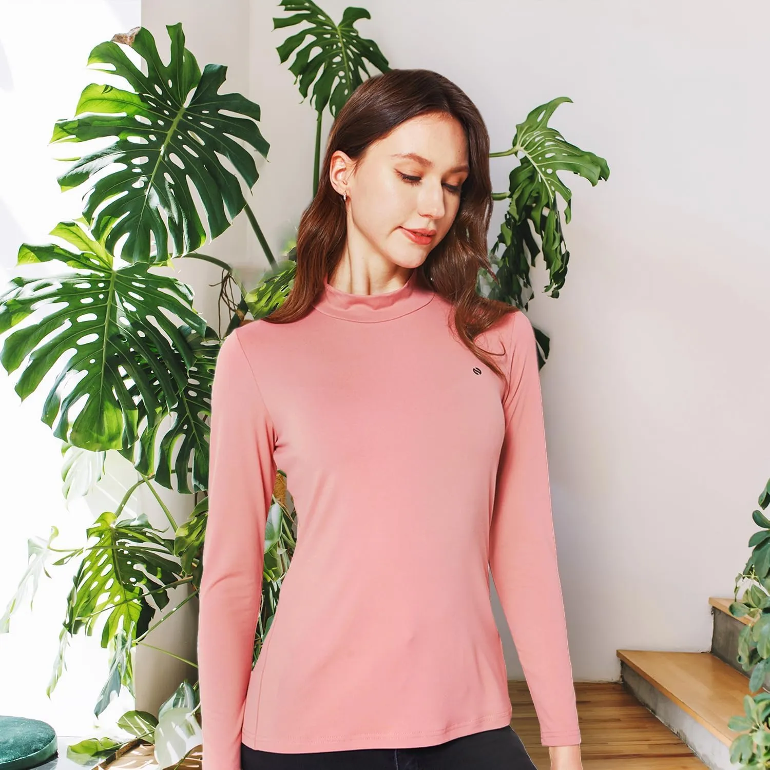 SSLR Mock Turtleneck for Women Mock Neck Top Long Sleeve T Shirt Casual Basic Active Layer