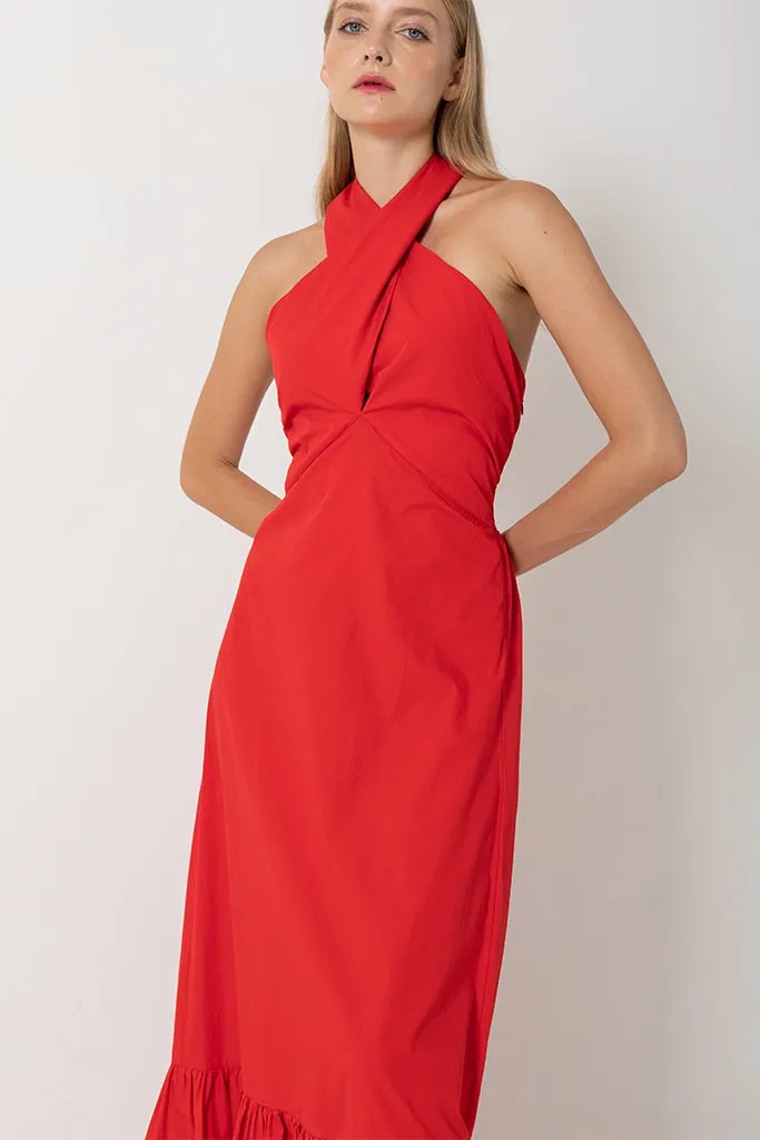 SWF - Crossover Halter Maxi Dress - Rose *FINAL SALE