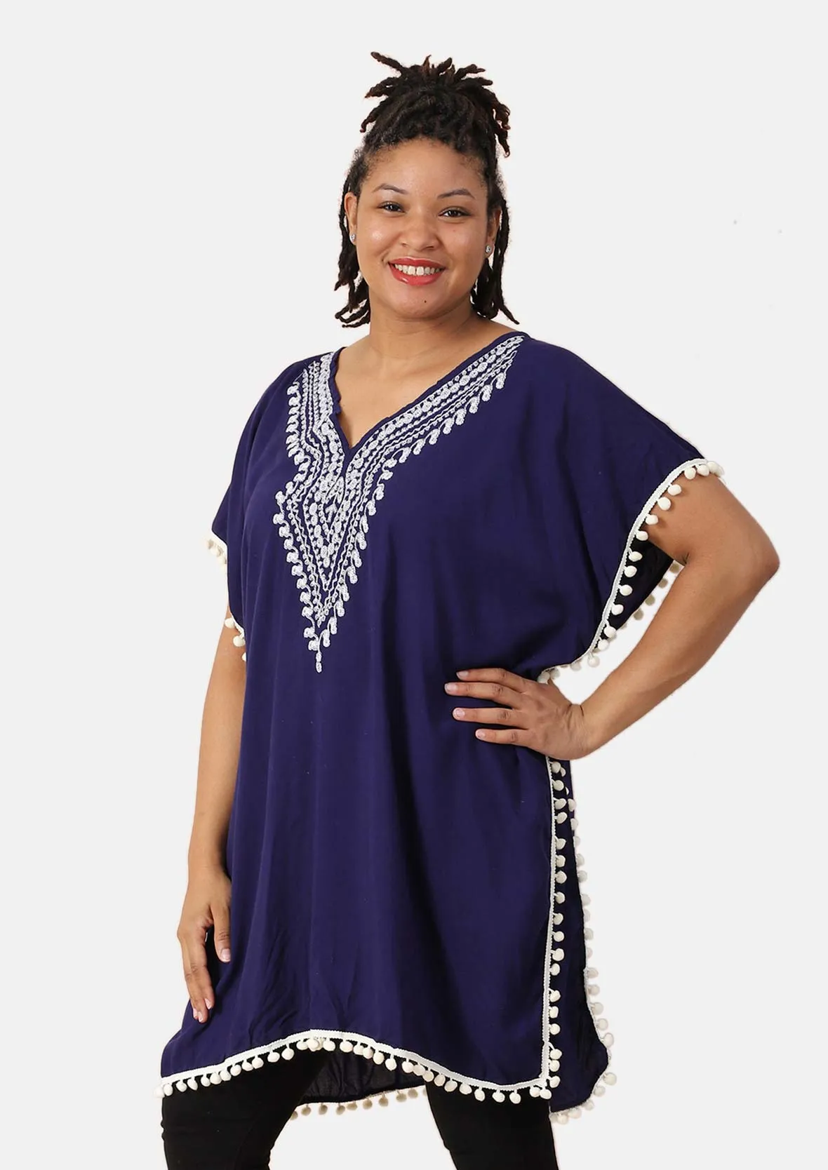 V-Neck Embroidered Kaftan