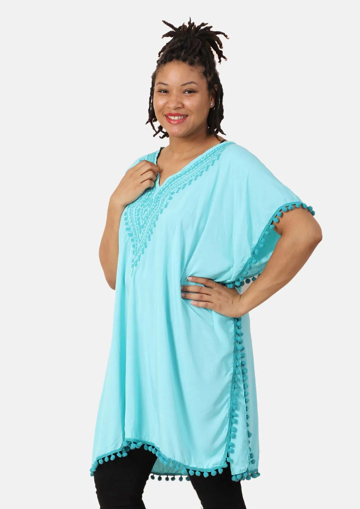 V-Neck Embroidered Kaftan