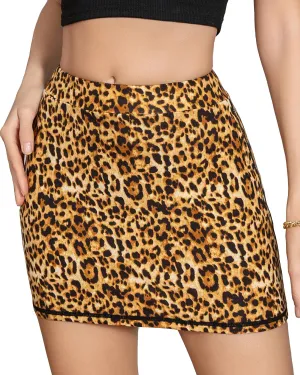 We1Fit Women's Black Mini Skirt Skort Leopard Pencil Bodycon y2k Short Skirts with Shorts Underneath