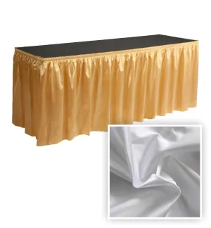 White 14' x 39" Poly Knit Satin Table Skirt Shirred Pleat