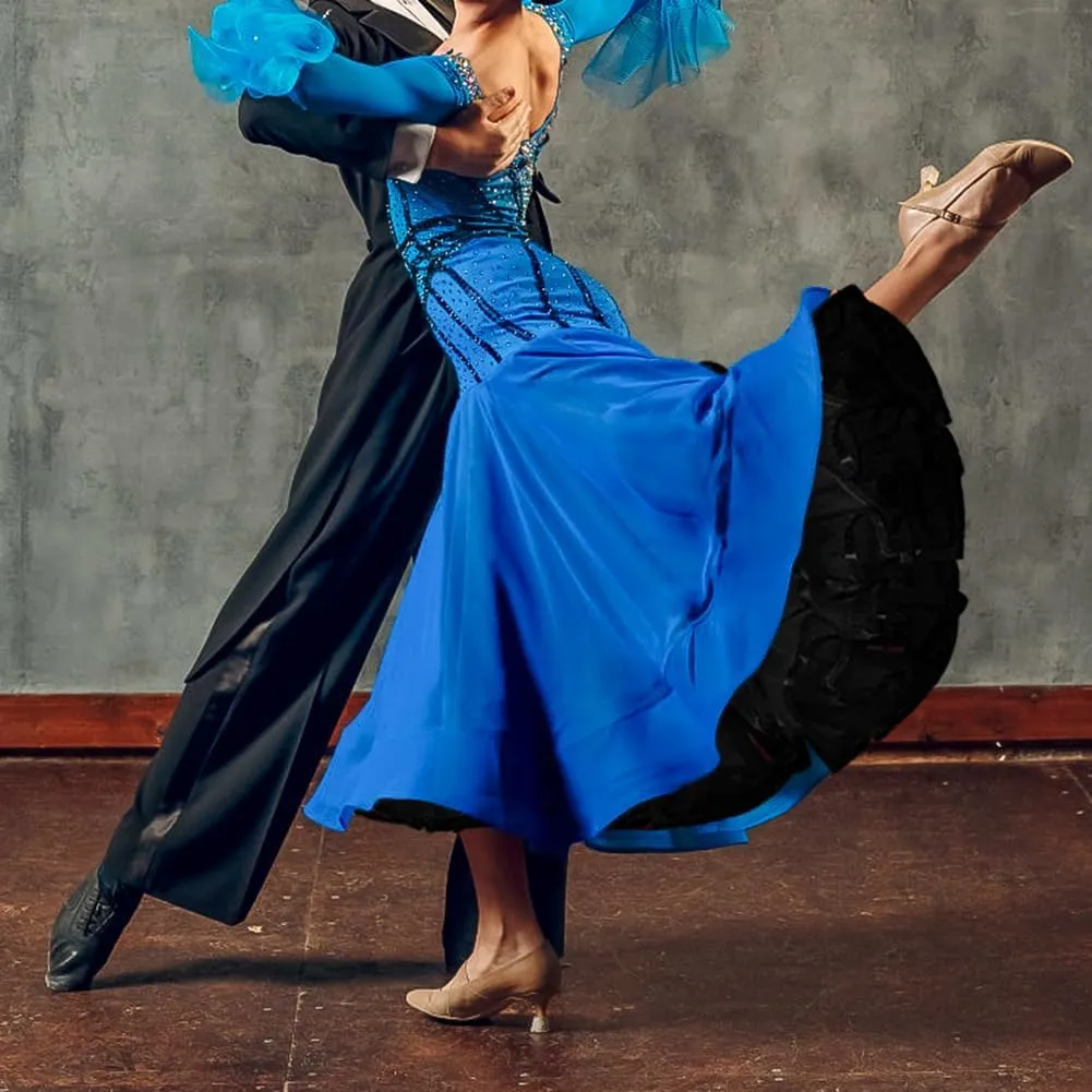 Women Floor Length Wedding Petticoat Long Underskirt Dress for Wedding Ball Gown Tutu Tulle Slips Skirt Royal Blue L/XL