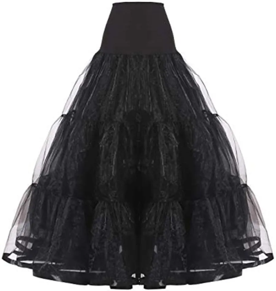 Women Floor Length Wedding Petticoat Long Underskirt Dress for Wedding Ball Gown Tutu Tulle Slips Skirt Royal Blue L/XL