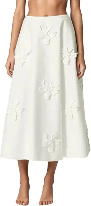 Women's Minimalist Patchwork Skirt, Appliqu Detail Office High Waist A-Line
