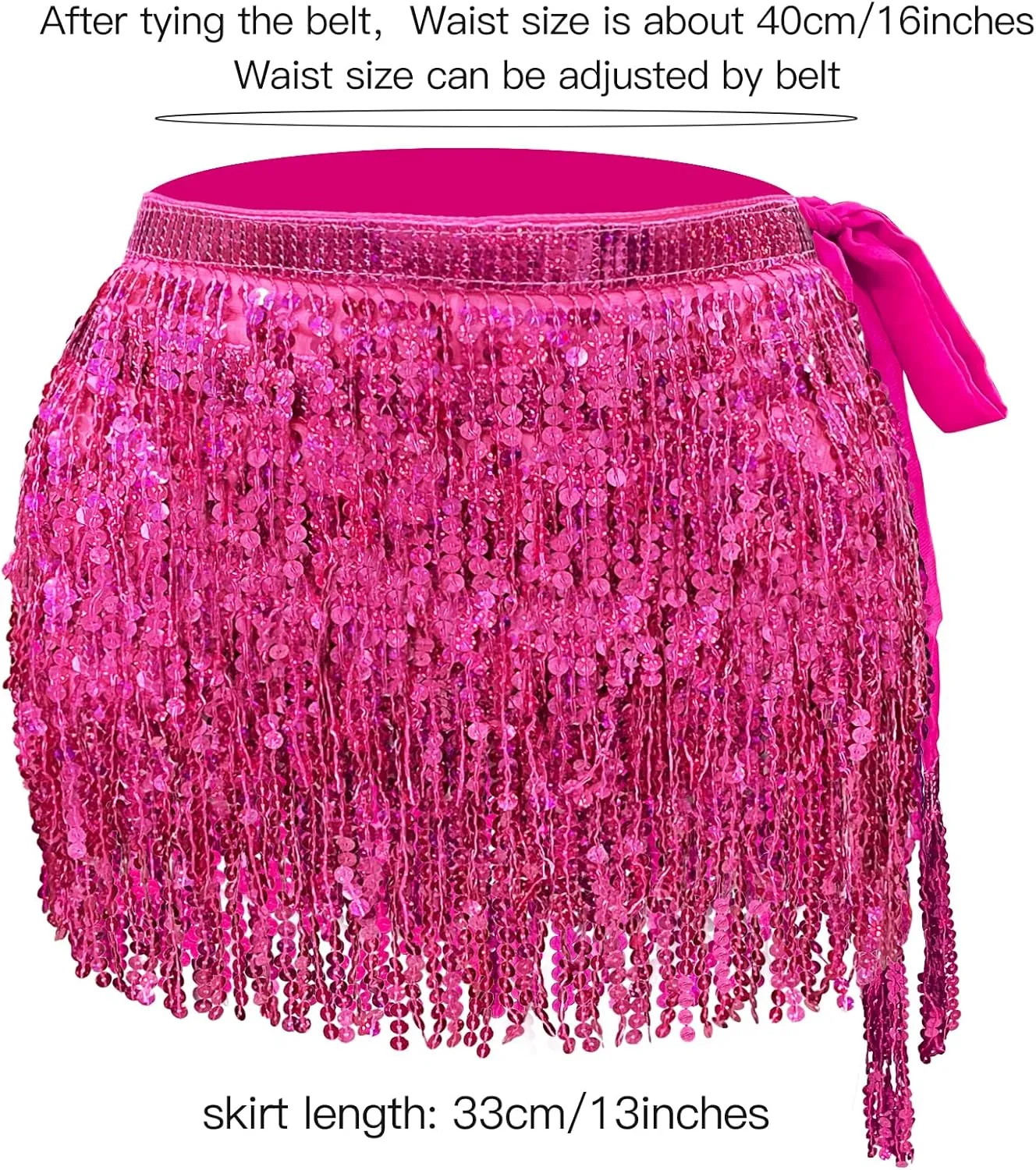Women's Sequin Fringe Skirt Sparkle Tassel Skirts Belly Dance Hip Scarf for Women and Girls Festival Party Rave Costume
