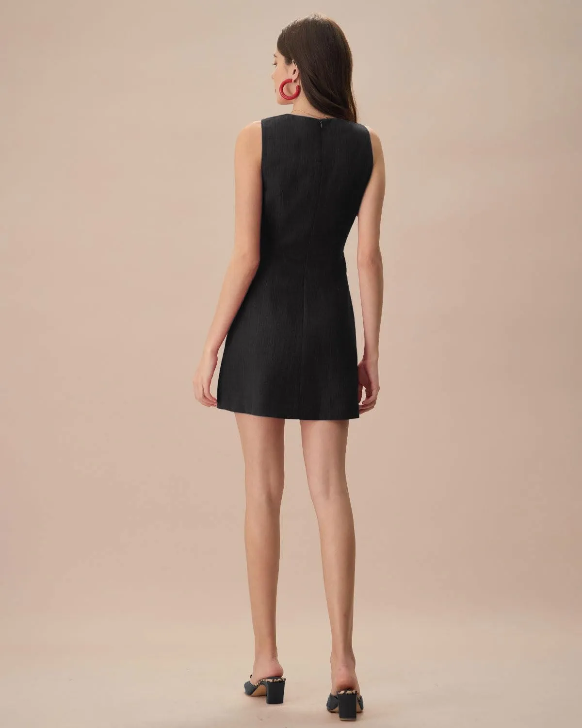 Women's V-Neck Sleeveless Breathable Playful Cotton Linen Mini Dress