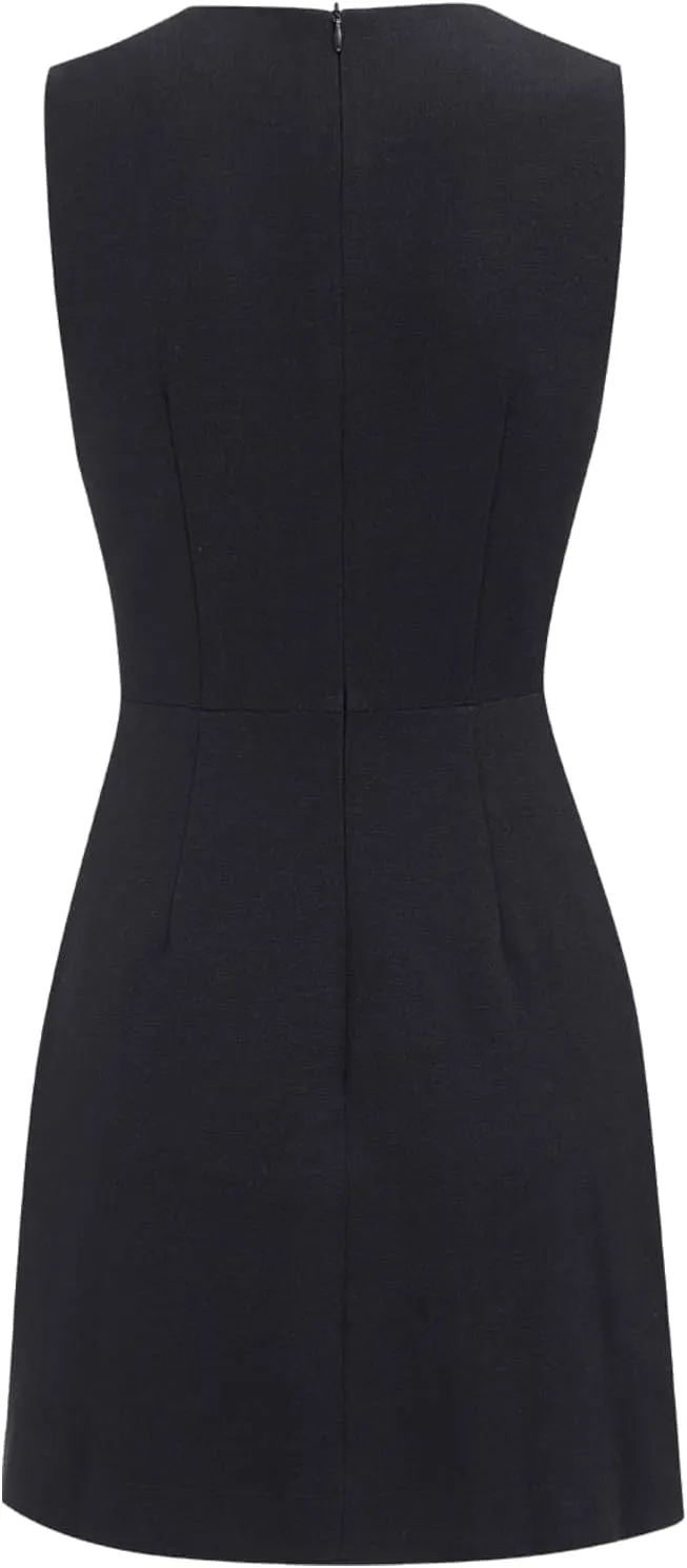 Women's V-Neck Sleeveless Breathable Playful Cotton Linen Mini Dress