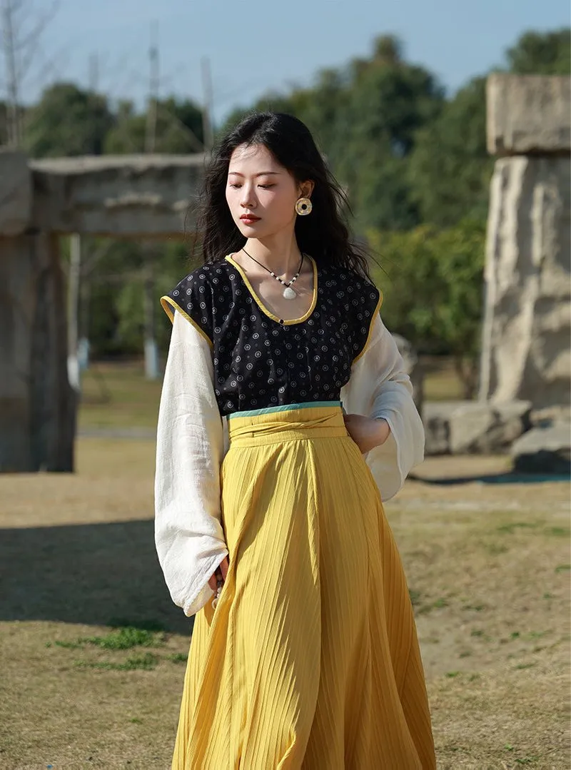 Xuyu 须臾 A Moment in the Early Tang Chuiling Banbi Jacket & Poqun Broken Skirt Ruqun Set